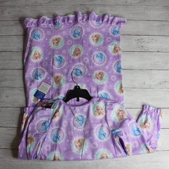 Disney Frozen Girl's Nightgown Size 8 Purple Elsa Pajama Gown - Picture 4 of 5